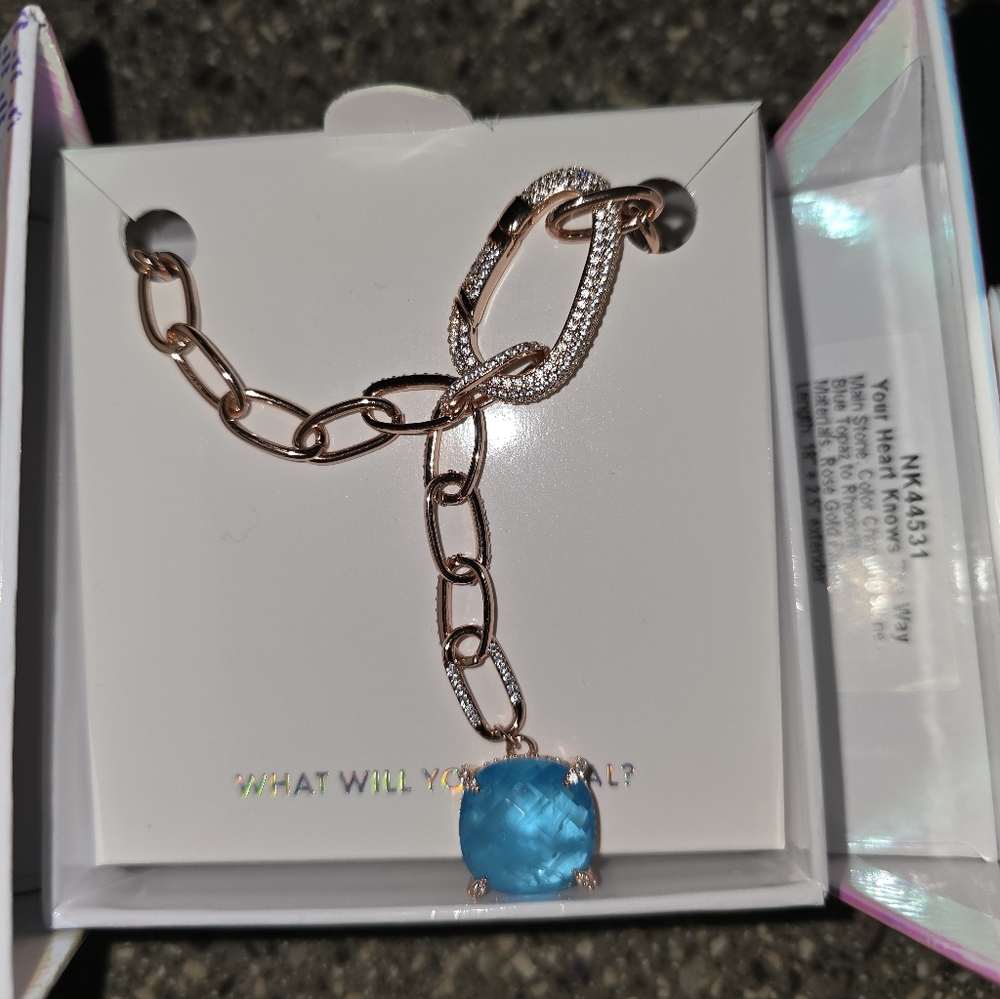Elegant Rose Gold and Blue Stone Necklace MENTAL HEALTH